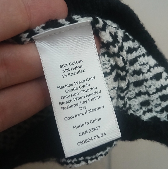 Talbots Short Sleeve Cardigan Check Jacquard Button Down Size 2X - Picture 5 of 8